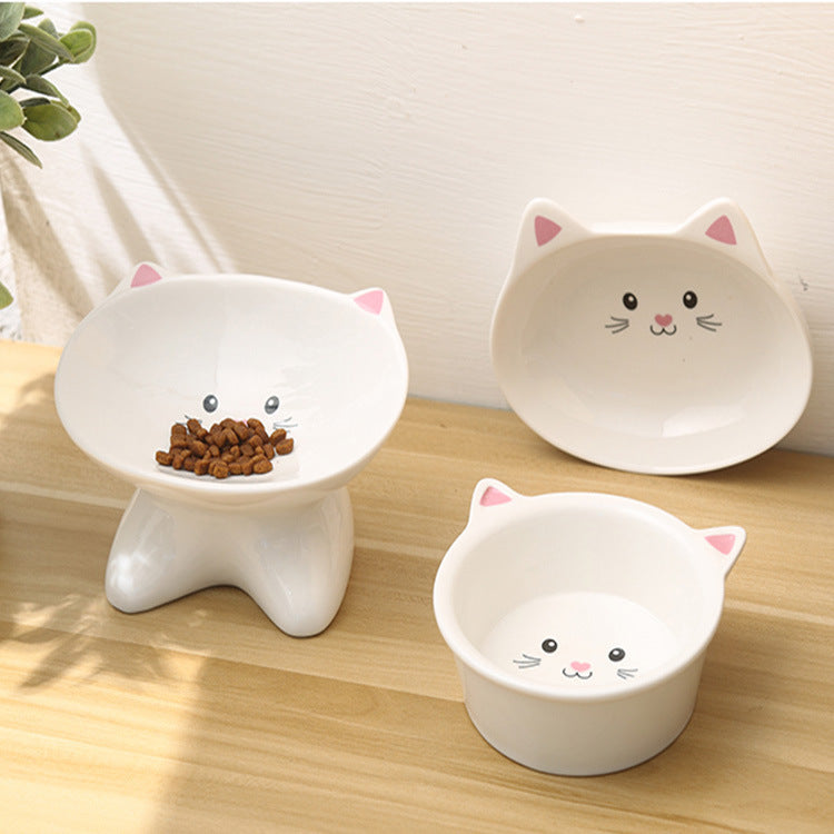 Ceramic Cat Face Bowl | Cute, Anti-Spill, Easy to Clean for Cats & Dogs