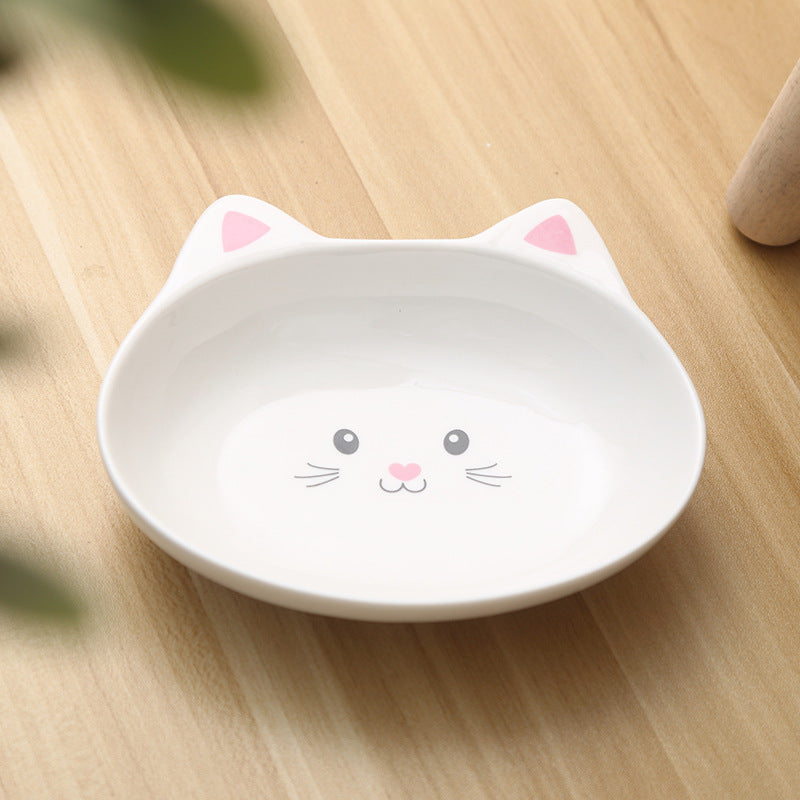 Ceramic Cat Face Bowl | Cute, Anti-Spill, Easy to Clean for Cats & Dogs