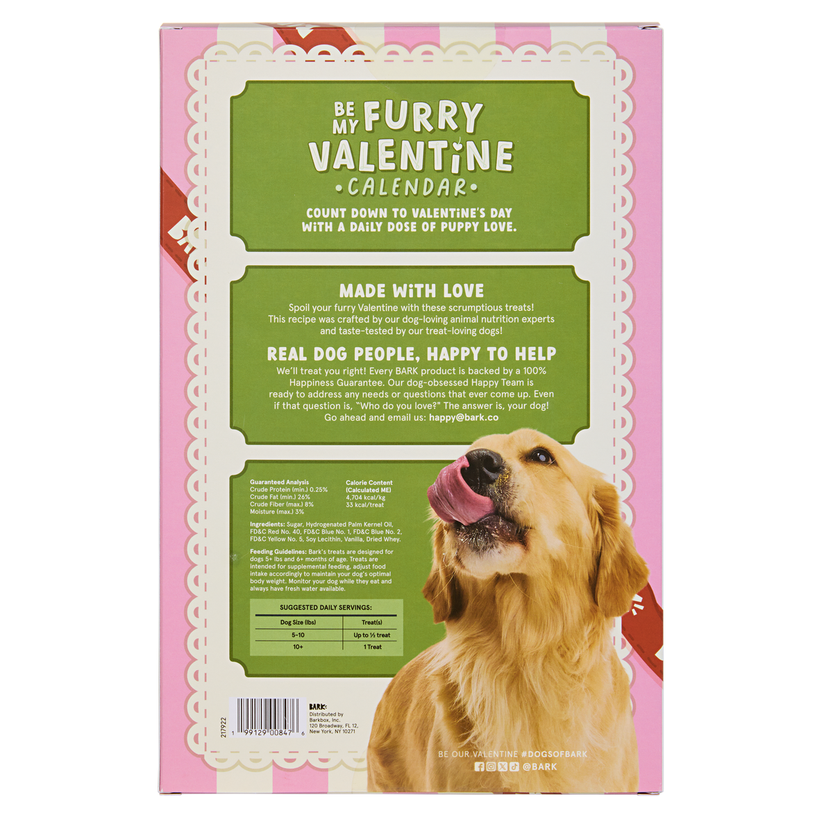 Be My Furry Valentine Treat Calendar Vegetarian Hard & Crunchy Dog Treats
