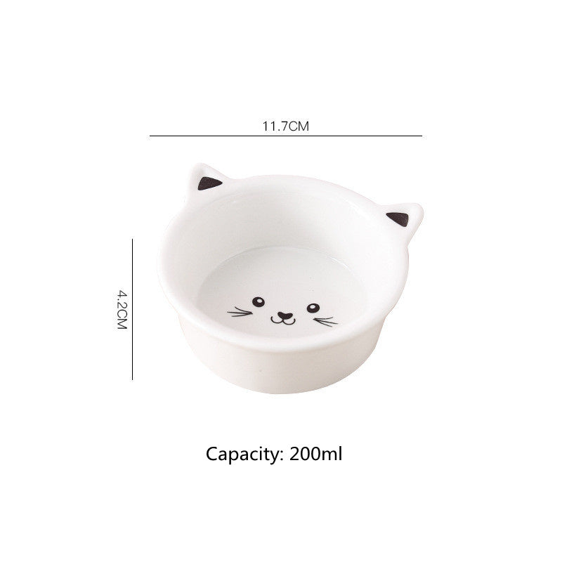 Ceramic Cat Face Bowl | Cute, Anti-Spill, Easy to Clean for Cats & Dogs